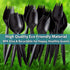 BPA-Free Black Disposable Sporks 100 Pk. Eco-Friendly, Recyclable 2-in-1 Utensils for Large Meals, School Lunch,