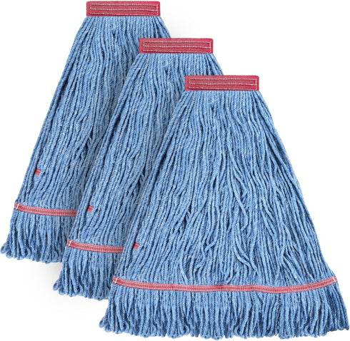 MATTHEW CLEANING 20oz Heavy Duty Mop Head, Commercial Replacement for Floor Cleaning, Pack of 3 (Blue)