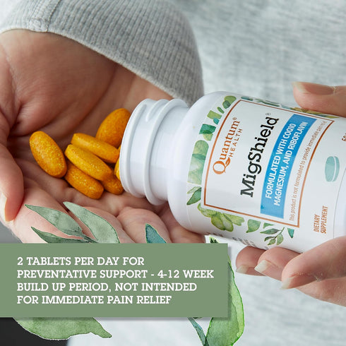 Quantum Health MigShield Magnesium Supplements - 60 Tablets with Riboflavin & CoQ10 for Effective Results