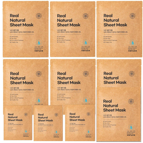 K-Beauty Real Natural Sheet Mask - Blue Ampoule, EWG Verified Non-GMO, 10 Count