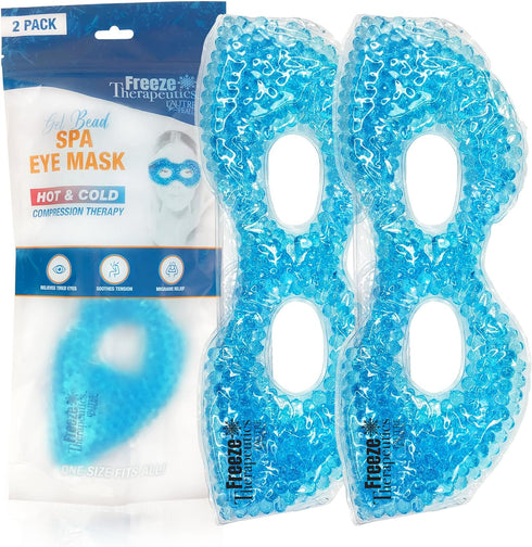 USA Merchant - 2 Pack Therapeutic Spa Gel Bead Eye Masks - Reusable Hot/Cold Compress Therapy for Puffy Eyes