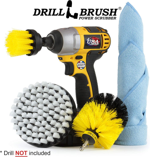 Bathroom Cleaning Accessories - Drill Brush - Shower Cleaner - Bathtub Tile Grout Microfiber Cloth
