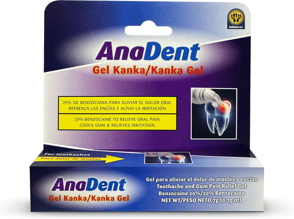 Toothache Gel: 20% Benzocaine Oral Gel for Instant Pain Relief, Fast Acting Medicine for Cavity and Canker Sores, 0.25oz