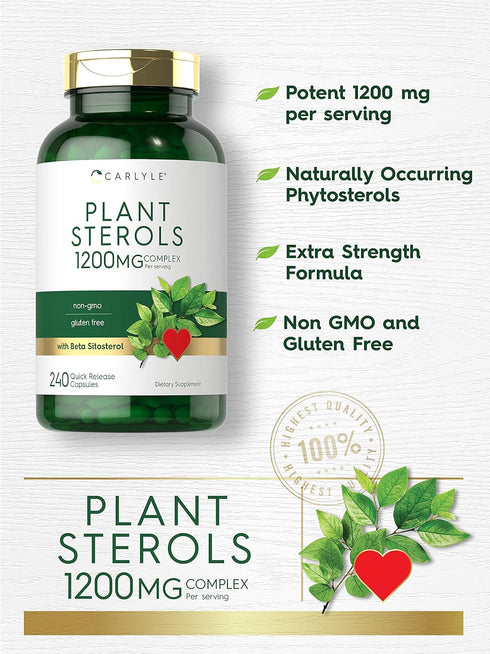 Carlyle Plant Sterols 1200 mg | 240 Ultra Potent Capsules | Non-GMO and Gluten Free