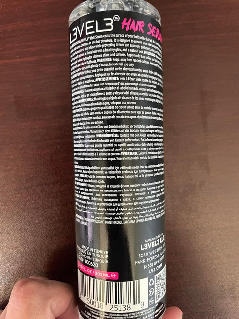 L3 Level 3 Hair Serum, Repairs Damaged Hair, Softens and Smooths, Reduces Frizziness