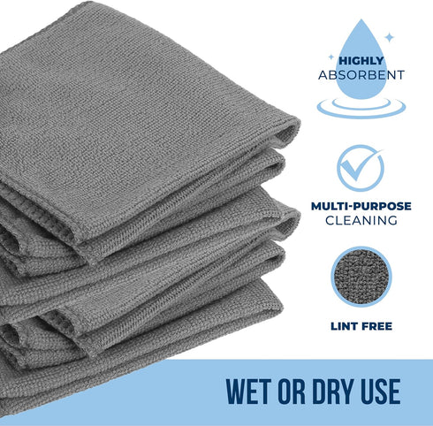 GREEN LIFESTYLE Microfiber Cleaning Cloth 150 Pack, Grey Borderless Towels for Cleaning, Car Wash Towels (11.5" x 11.5")