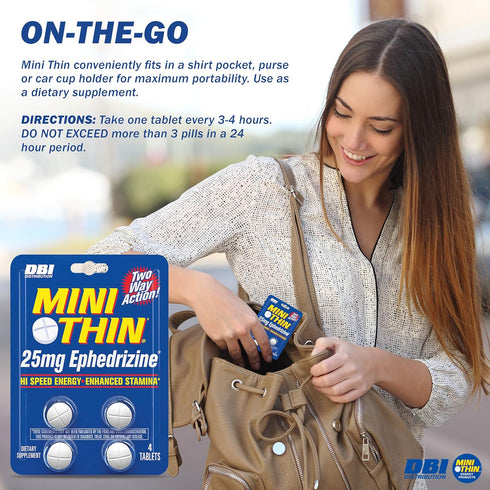 Mini Thin | Two-Way Action Caffeine Pills - High Speed Energy and Enhanced Stamina - 205mg Caffeine