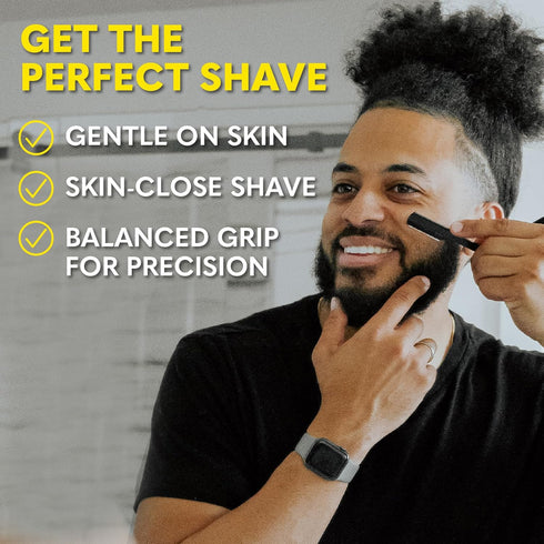 The Beard Club Straight Razor for Men - Premium Cutthroat Razor Kit with 10 Replaceable Blades & Leather Case