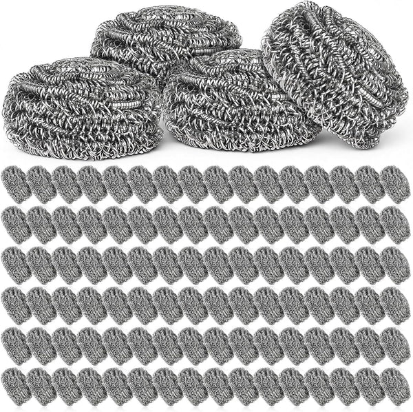 SHENLIU 100 Pieces Steel Wool Scrubber, 15 Gram Metal Scourers Stainless Steel Scrubber