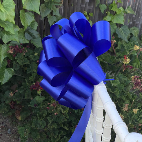 Large Royal Blue Ribbon Pull Bows, 9" Wide, Set of 6, for 4th of July, Birthday, Graduation, Christmas