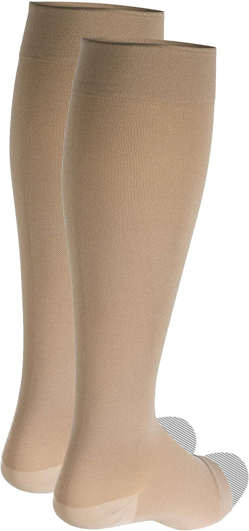Truform Surgical Stockings, 18 mmHg Compression, Knee High, Open Toe, Beige, Large
