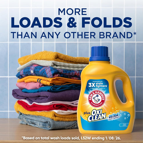 HAMMER 122 158.6 Oz ARM & Plus OxiClean Ultra Stain Fighters Liquid Laundry Detergent, Stain Remover for Clothes, Fresh