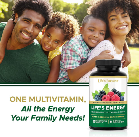 Life's Fortune Advanced Multi-Vitamin and Mineral for Men & Women, Non-GMO, 60 Veggie Tablets