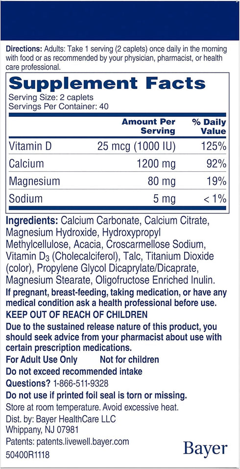 Citracal Calcium + D Slow Release Tablets, 1200mg, 80 Tablets (Pack of 4)
