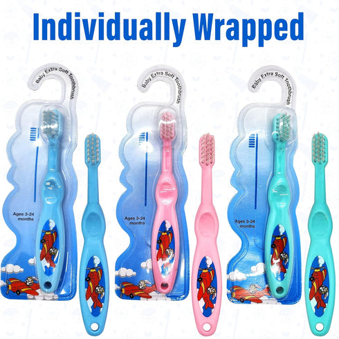 Baby Toothbrush- Soft Bristles – Set of 3 Toddler Toothbrush for Boys and Girls –Cute Colors and Designs Great Gift for Baby's and Toddlers