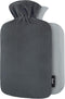 Qomfor Hot Water Bottle - with Soft Premium Fleece Cover - Dark Gray,