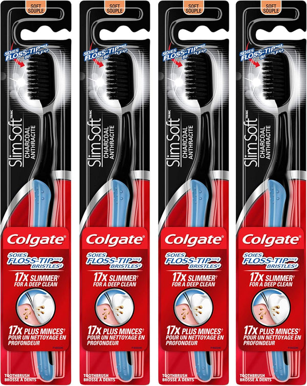 Colgate Slimsoft Charcoal Toothbrush | Combo Pack of 4