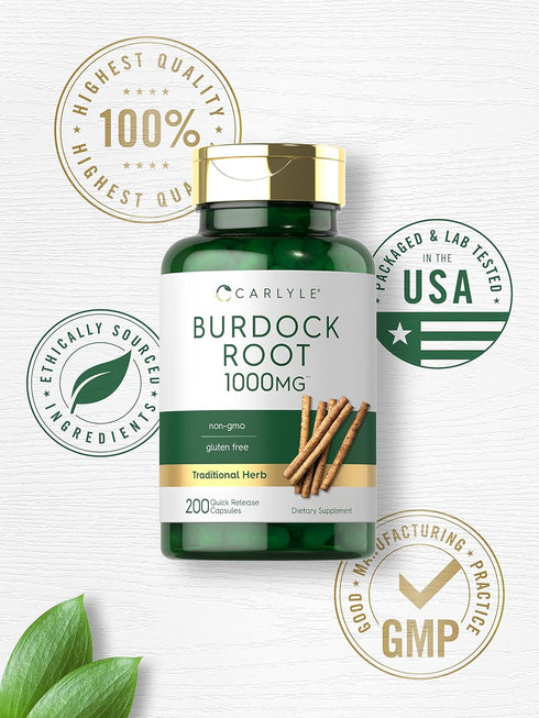 Carlyle Burdock Root | 1000 mg | 200 Non-GMO Capsules | Traditional Herb Supplement