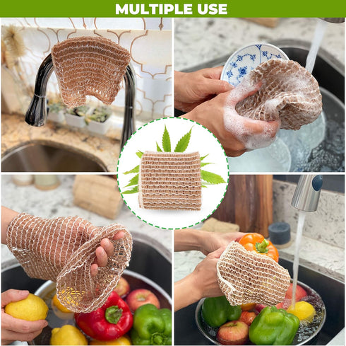 rE: Hemp Scrubber for Dishes and Bath, Eco-Friendly, 100% Hemp Fiber, Biodegradable, Plastic Free, Zero Waste (3Pk).