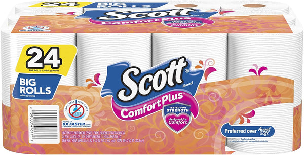 Scott ComfortPlus Scott Extra Softa Double Roll Bath Tissue, Toilet Paper, 24 Count (Pack