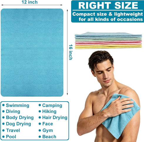 Shammy Dog,8 Pack 11.8 15.7 Inch Quick Dry Swim Towels, Lightweight Fast Drying Washcloths For Camping Diving Travel