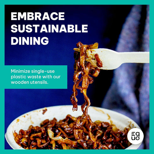 EQUO Wooden Disposable Forks (Pack of 15) - Plastic-free, Home-compostable, Heat-safe Utensils for Parties, Events, Camping & More by Equo