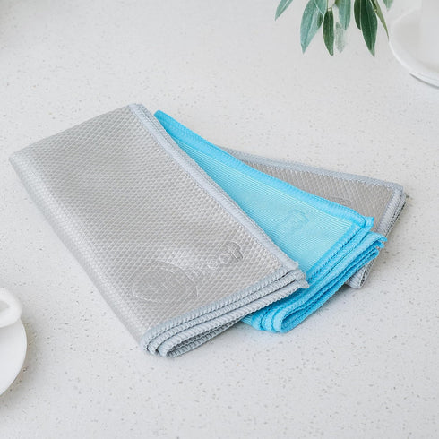 Set 3 Pack Set Lifeproof Streakless Microfiber Eco Cleaning Cloth - Effortlessly Cleans Stainless, Glass & Stone