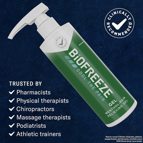 Biofreeze Menthol Pain Relieving Gel, 16 FL OZ Bottle with Pump for Sore Muscles, Arthritis, Backaches, Joint Pain,