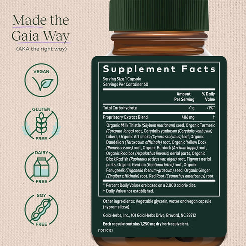 Gaia Herbs Liver Cleanse - Liver Health Support Herbal Supplement with Milk Thistle, Burdock, Turmeric Curcumin, Dandelion, and More - 60 Vegan Liquid Phyto-Caps (30 Servings)