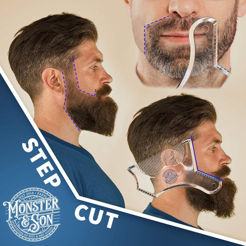 Monster&Son Beard Shaping Tool for Men - Classic Oversized Design, Clear Stencil Shaper for Perfect Symmetry
