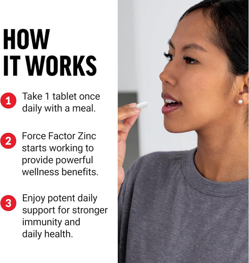 Force Factor Zinc 50mg | 240 Tablets | Zinc Supplements with Zinc Oxide Powder, Zinc Gluconate, and Zinc Citrate for