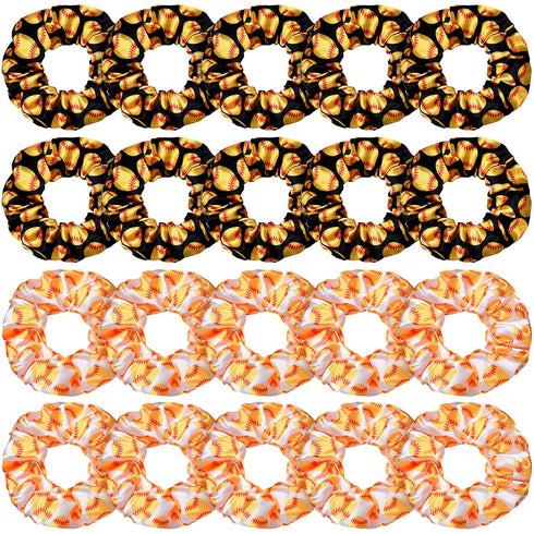 WILLBOND 20 Pcs Sport Hair Scrunchies | Elastic Silk Satin Scrunchies for Women | Ponytail Holder for Player Team