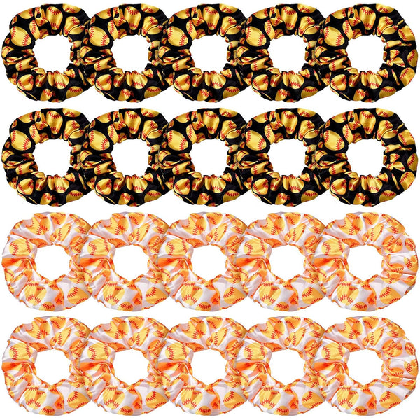 WILLBOND 20 Pcs Sport Hair Scrunchies | Elastic Silk Satin Scrunchies for Women | Ponytail Holder for Player Team