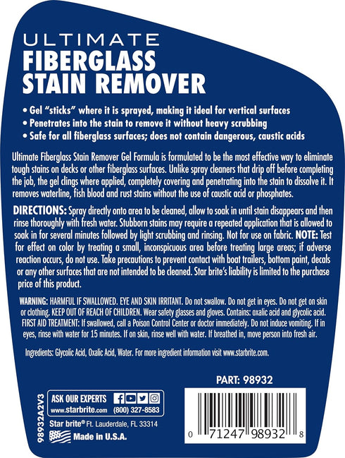STAR BRITE Ultimate Fiberglass Stain Remover - Easy-to-Use Marine Grade Solution to Eliminate Tough Rust, Leaf