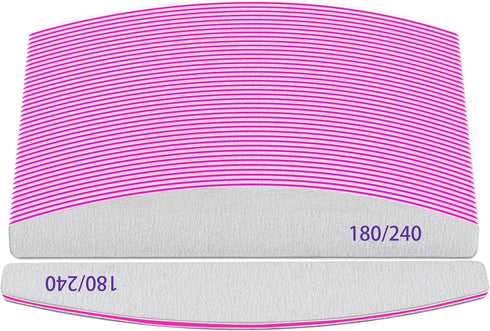 Professional Nail Files - 12pcs Emery Board Nail Files for Natural & Acrylic Nails (100/180/240 Grit)