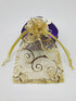 100pcs Sheer Organza Favor Bags, Rattan Print Gift Bags for Wedding Baby Shower, 3x4 inch, Gold