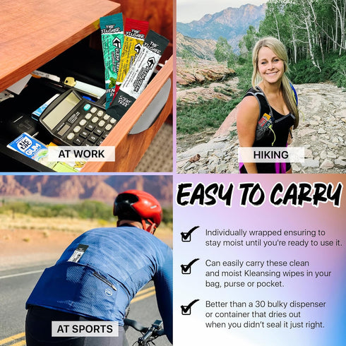 THE KLEAN FREAK FLUSHER - Flushable Wipes For Adults & Kids - 100% BIODEGRADABLE Individual Wrapped Travel WET Wipe