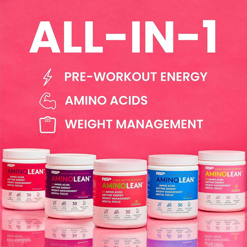 RSP NUTRITION AminoLean Pre Workout Powder, Amino Energy & Weight Management, 30 Serv