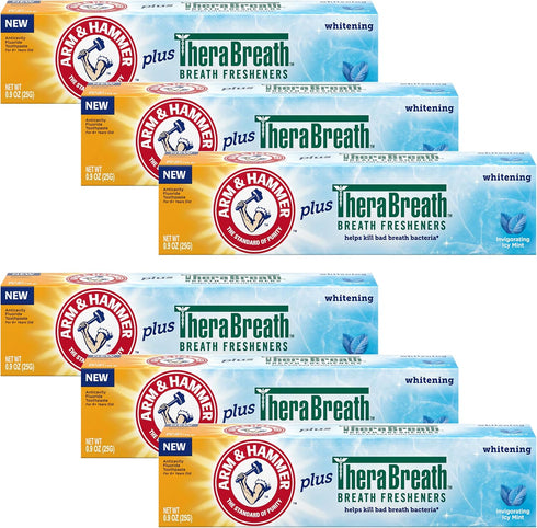 ARM & HAMMER Toothpaste Plus Thera, 6 Pack, ICY Mint, Anticavity Fluoride