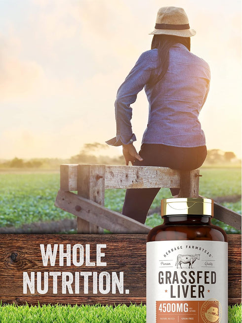 Carlyle Grass Fed Beef Liver 4500mg, 250 Capsules, Desiccated Supplement, Non-GMO, Gluten Free by Herbage Farmstead