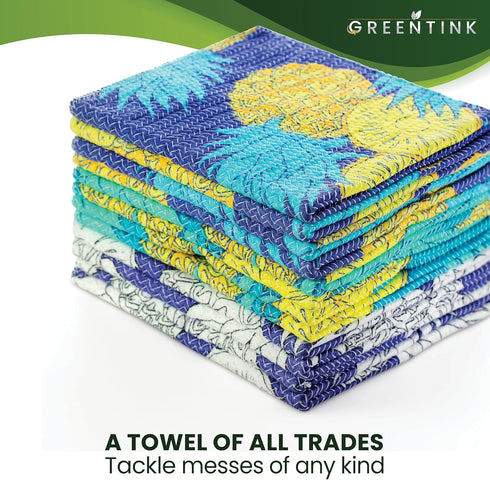Eco-Friendly Reusable Dish Cloth Set, 10-Pk Multipurpose Kitchen Cleaning Cloth Made from Recycled Materials, 12x12 in.