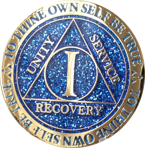 1 Year AA Medallion Reflex Blue Glitter Gold Plated Color Chip for Collectors