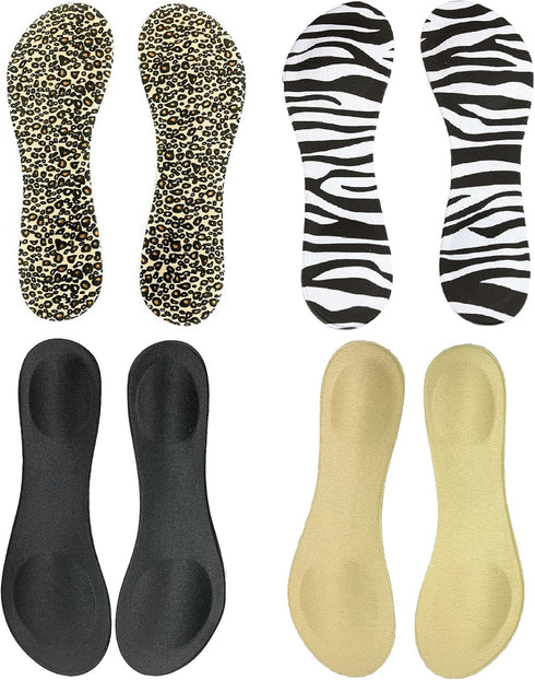 Happystep 3/4 Length Women Thin Shoe Insoles for High Heels, Cushion for Heel and Ball of Foot, 4 Pairs