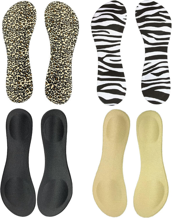 Happystep 3/4 Length Women Thin Shoe Insoles for High Heels, Cushion for Heel and Ball of Foot, 4 Pairs