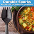BPA-Free Black Disposable Sporks 100 Pk. Eco-Friendly, Recyclable 2-in-1 Utensils for Large Meals, School Lunch,