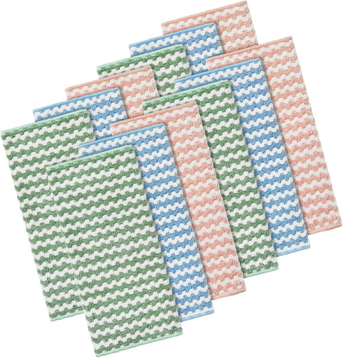 JOYMOOP Microfiber Cleaning Cloth - 12 Pack, Larger Dish Towels for Streak-Free, Absorbent Cleaning