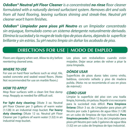 OdoBan Professional Series Neutral pH Floor Cleaner Concentrate, 1 Gallon, No Rinse
