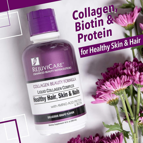 Rejuvicare Liquid Collagen Beauty Formula, 16 oz, Delicious Grape Flavor, 32 servings