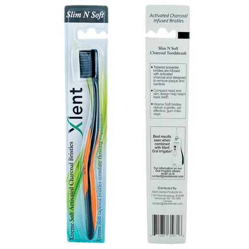 Xlent (8 Count) Activated Charcoal Bristle Toothbrush - Xtreme (Extreme) Soft, Ultrafine, Tapered bristles, Compact