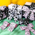 4 Rolls Cow Print Wired Ribbon, 24 Yard, 2.5 Inch, Pink Black and White Striped for DIY Crafts